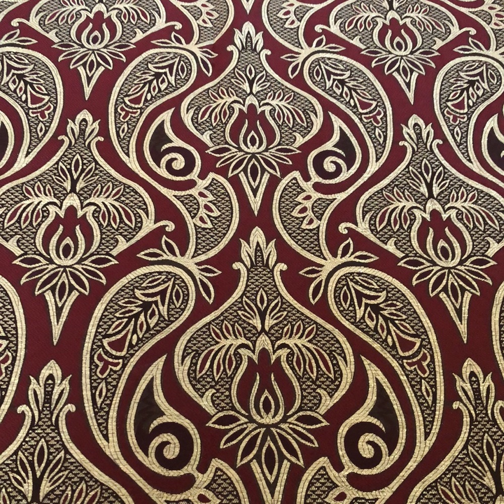 BACOVA Embroidered Shower Curtain Burgundy w/Brown Accent & Gold Metallic Thread